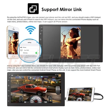 7 TOMMER Android 10 GPS-Navigation Autoradio Mms INGEN DVD-Afspiller Bluetooth, WIFI MirrorLink OBD2 Universal 2Din Bil Radio Mic