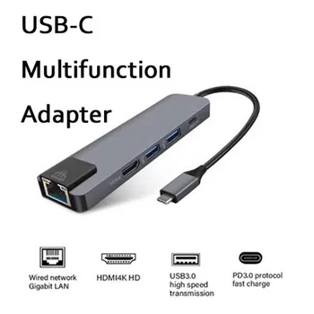 Type-C-HUB USB-C switch, Multi-funktion Plug and play-Mac OS RJ45 adaptere USB-C Windows, Mac Book Pro-HD-4K-PD opladning HDMI-port