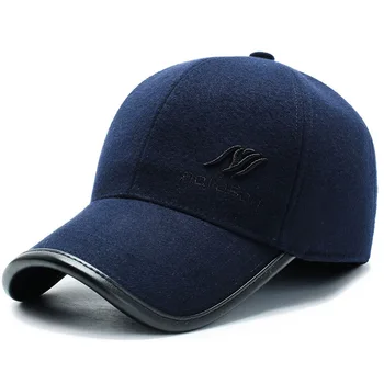 Nye ankomst Caps for Mænd, baseball Cap vinter varm Hat earmuff folde far Hat tykt Stof læder snapback Hat Trucker Hat