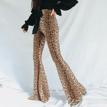Nye Mode, Kvinder, Dyr, Leopard Print Bukser Med Høj Talje Kvinde, Blusser Bukser, Mode, Street Wear