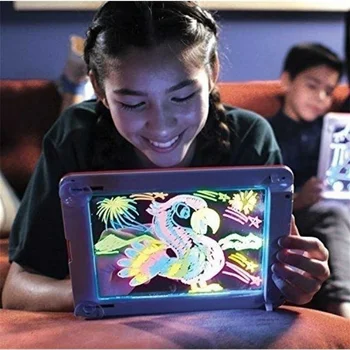 Bærbare tegneblokken 3D Magic 8 Lys Effekter Puslespil Bord 3D Sketchpad Tablet Børn Pen Gave Led Lys Glød Kunst Tegning Legetøj