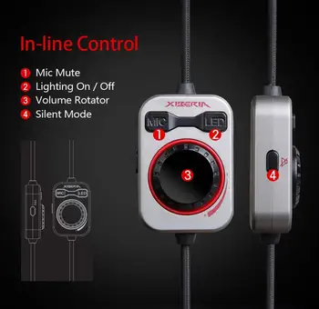 XIBERIA S21 Gaming Headset med Mikrofon 7.1 Surround Sound Stereo LED Lys USB-Spil Hovedtelefoner Headset til Gamer