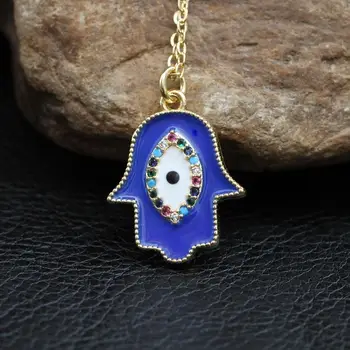Ny mode guld emaljeret Fatima hamza charme palm-øje-vedhæng halskæde er designet specielt til kvinder smykker