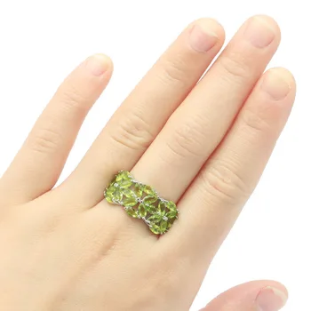 23x12mm Jubilæum Skabt Grøn Peridot Sølv Ring for Kvinder Smykker Daglige Slid Engros Drop Shipping