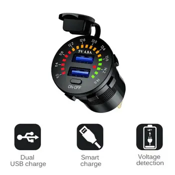 Bilen USB-Stikket QC 3.0 Dual USB Oplader Spænding Meter På Off-knappen Vandtæt Telefonen Oplader, Lastbil, Båd Power Adapter