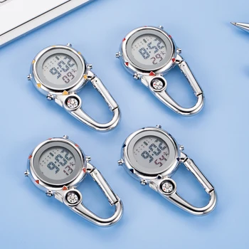 Digital Karabinhage Se Multi-funktion Clip-On lommeur til Læge Lysende Udendørs Sport Kompas Klatring Ure reloj