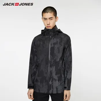 JackJones Mænds Streetwear Sporty Kausal Mode mønster Hætteklædte Jakke|219321530