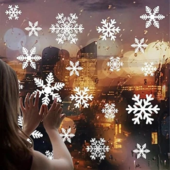 27Pcs Jul Snowflake Vindue Klistermærke Jul Wall Stickers Værelses vægoverføringsbilleder Julepynt til Home Nye År 2021