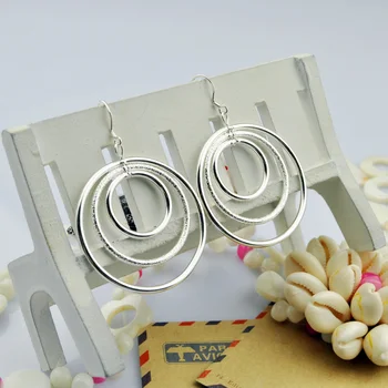 Ny mode 925 sterling sølv øreringe til kvinder , store øre runde øreringe, Drop Øreringe ;generøse stjernede stil