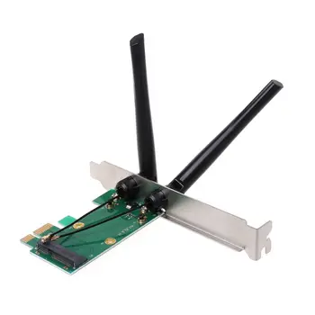 NoEnName_Null Høj Kvalitet Trådløst Netværk, WiFi-Kort Mini-PCI-E Hurtig til PCI-E-Adapter 2 Antenne Ekstern PC
