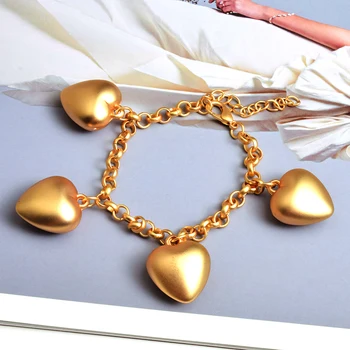 Engros-ZA Nye Guld Metal hjerte Armbånd af Høj Kvalitet, Mode Trend Armbånd Smykker Tilbehør Til Kvinder