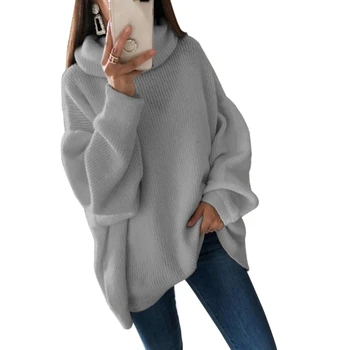 2020 Damer Grundlæggende Strikket Sweater Kvinder Solid Farve Rullekrave Krave Pullover Varmt Efterår Vinter Sweater