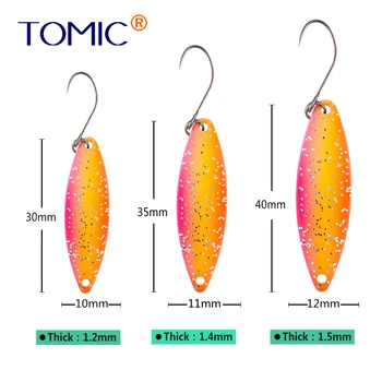 Tomic 6stk/8stk UV-Farver Micro Metal Messing Enkelt Krog Willow Ultralet Stream ørredfiskeri Spinner Lokke Skeer
