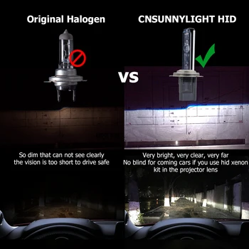 CNSUNNYLIGHT 2STK AC-Xenon HID Bulbs12V 35W H1 H3 H7 H8/H9/H11 9005 HB3 9006 HB4 880 4300K 6000K For bilforlygte Lampe