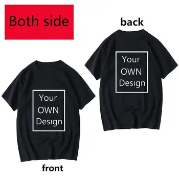 Dit EGET Design til to sidelommer Logo/Billede Brugerdefinerede Tshirt Mænd og kvinder DIY Bomuld T-shirt med Korte ærmer Casual T-shirt 36 farver