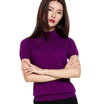 YUNSHUCLOSET 2017 kvinder style strikket sweater veste, kortærmet stribet design Jumper tynd strik trøjer gratis fragt