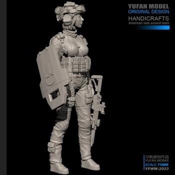 YUFan Model 1/24 Harpiks Kits Moderne kvindelige soldat harpiks soldat self-assembled (75mm) YFWW-2023