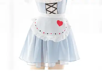 Japansk Animationsfilm Alice Sexet Lolita Cosplay Stuepige Blå Hvid Uniform Kjole Kvindelige Part Undertøj Sæt School Girl Costume Stuepige Kjole