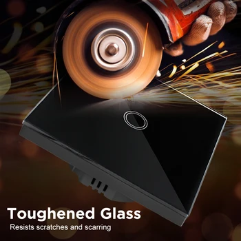 EU/UK Standard Touch Skifte Krystal Glas Panel, Sort Brandsikker Væg Lys Skærm Skifte 1/2/3 Gang 1 Vejen for Smart Home
