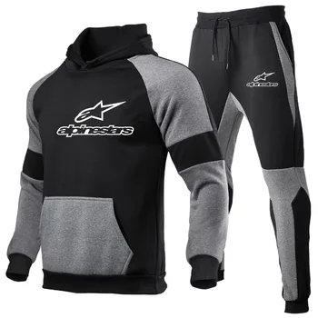 2020 nye alpinestar mode bomuld satin sportstøj, der passer mandlige efteråret og vinteren hætteklædte bukser pullover to jogging dragter s-3xl