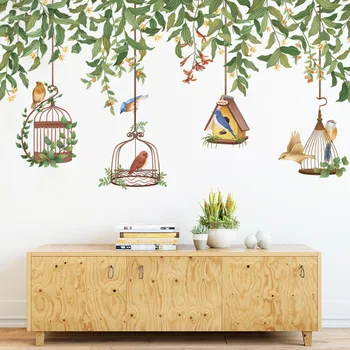 Kreative Plante wallsticker Vin fuglebur Home Decor Æstetiske Stue, Soveværelse Tapet Vægmalerier selvklæbende