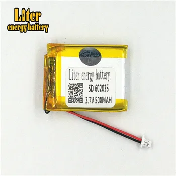 Plug 1.0-2P 3,7 V 602035 500mah Genopladeligt lipo batteri solar li-ion-polymer lithium batteri med PCM