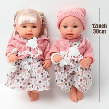12 tommer Realistisk lyd, simulation bebe genfødt Silikone Baby Doll 30,5 cm Dukke Tøj Sut chain uddannelse for legetøj Børn