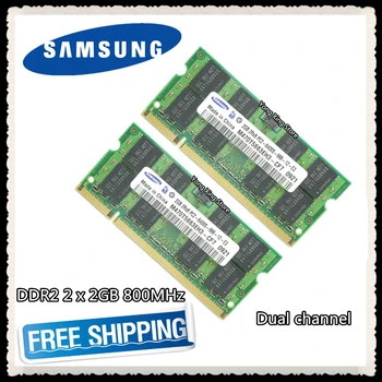 Samsung DDR2-2 x 2GB 4GB Dual channel 800 mhz PC2-6400S DDR 2 2G 4G notebook hukommelse Laptop RAM 200PIN SODIMM