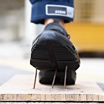 Mænds stål hoved sikkerhedssko casual åndbar udendørs sport sko punktering støvler komfortable industrielle sko
