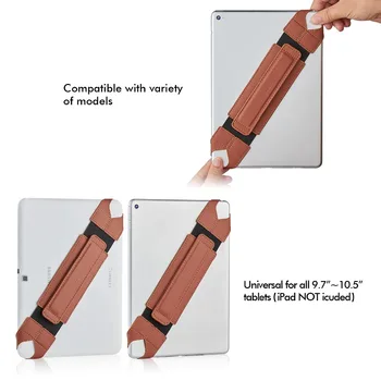 Tablet Stand Holder til Ipad 9.7 10.5 Tommer Joylink 360 Grader Drejelig Generiske Hånd Rem Læder Dandle Greb med Elastisk Bælte