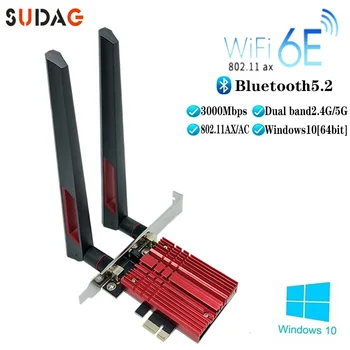3000Mbps WiFi6E Intel AX210 Bluetooth 5.2 Dual Band-2,4 G/5 ghz WiFi-Kort 802.11 AX/AC PCI Express-Wireless Network Card-Adapter PC