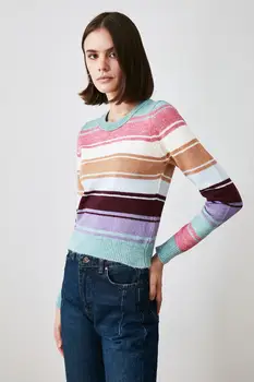 Trendyol Farverige Stribet Strik Sweater TWOAW21KZ2532
