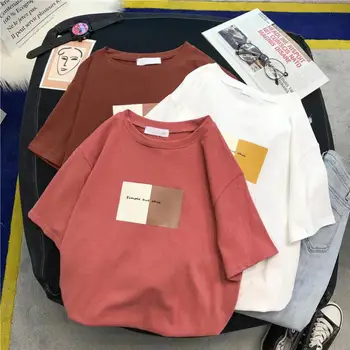 Qing Yan Huan Nye Enkle Alfabet Udskrivning Harajuku T-shirt Kort Ærme Student T-shirt til Sommeren Løs Fritid Style t-Shirts Toppe