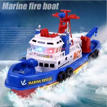 Elektronisk Båd U. S Brand Båd Auto Spray Vand Seaport Arbejde Båd Brand-Skib med led-Model Elektroniske Legetøj For Børn