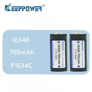 2 stk Originale KeepPower 16340 batteri 700mAh beskyttede batterier, genopladelige li-ion-batteri 3,7 V P1634C drop shipping