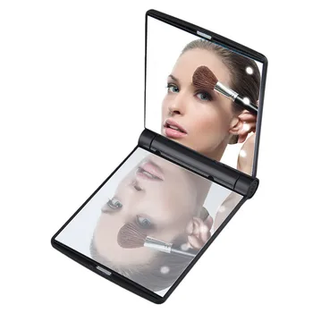 Makeup Spejl Med 8 Led ' Er Lyser Folde Bordplade Bærbare Skønhed Makeup-Spejl Dæmpbar Toiletbord Mirror Lampe, Batteri Drive