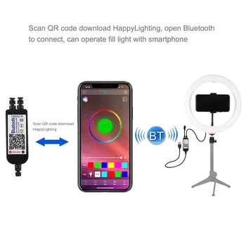 Selfie Ring Lys, 360 graders Roterbar Bold på Hovedet Stabilisator Dæmpbar USB-Ring Lys for Fotografering Streaming med Fjernbetjening