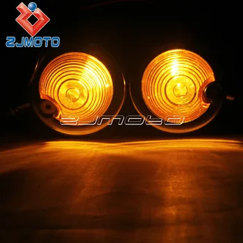 12V Sort blinklys Lys Indikatorer Skyklapper Gult blinklys Lys For Honda Harley Triumf Cafe Racer Bobber Chopper