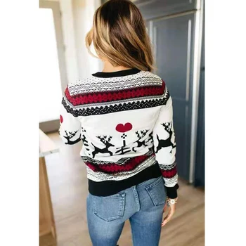 Jul Sweater Winter Classic Hjorte Trykt Strikkede Pullovers Plus Size Streetwear Lange Ærmer Kausale Jumpere
