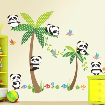 Kreative klistermærker søde panda hund familie wall sticker kids room home decor bamse kids room decal baby nursery room Decor