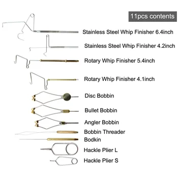 Shaddock 11Pcs fluebinding værktøjskasse Med Pisk Finisher fluebinding Spolen Finisher Hackle Tænger fluefiskeri Værktøjer