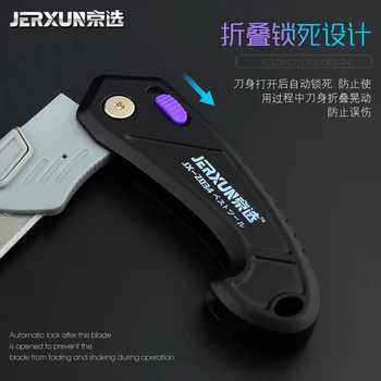 JERXUN Folde Kunst Kniv Multifunktionelle Stor Trapez Elektriker Kniv i Rustfrit Stål Tapet Kniv Tool Carrier