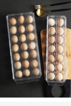 PET-plast Æg opbevaringsboks Køkken køleskab æg skarpere med låg 12/14/21 Net rektangel æg karton opbevaring af Æg container