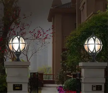 Sort Rustique Udendørs Indlæg Lys, Udvendige Kolonne Lampe Pole Street Lanterne med Globe Glas Skygge for Gårdhave Vej