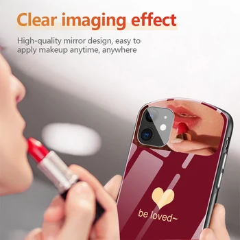 Luksus Sød Oval, Hjerte-formet Hærdet Glas Phone Case For iPhone 12 11 Pro Max antal XSmax XR-X SE 8 7 6 Plus Spejl Silikone Cover