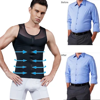 Herre Slankende Body Shaper Vest Brystet Kompression Shirt Abs Maven Slank Tank Top Undertrøje Glat Vest Shapewear Mænds Corset