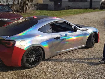 20 x 45cm Laser bil wrap film holografiske Rainbow Mærkat Bil styling filmen black, silver chrome vinyl prøve
