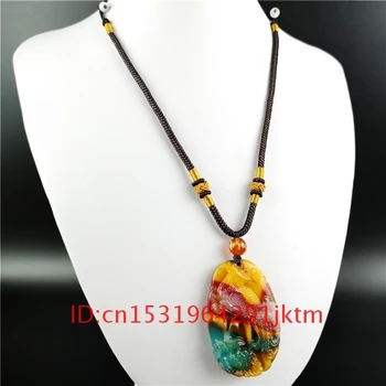 Kinesiske Mænd Smykker Mode 1PC Charme Hånd Jadeite Jade Halskæde Kvinder Vedhæng til Naturlig Skåret Phoenix Farve Gaver Amulet