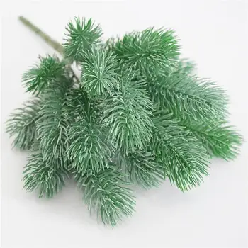Kunstige Fyr Gren 6-Filial Plast Lille Fyr Vælge Pine Stammer Pine Needle Græs til Home Wedding Party Dekoration