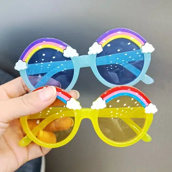 SÅ&EI Mode Søde piger Rundt Børn Solbriller Rainbow Skyer Dekoration Brillerne Retro Drenge Piger Udendørs Nuancer Sol Briller UV400